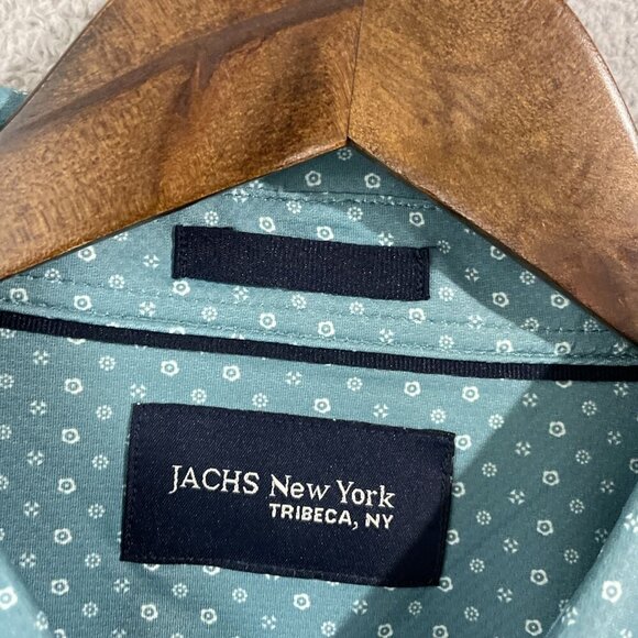 NEW Jachs New York Men's XL Short Sleeved Button-Up Shirt Green Printed - Picture 6 of 8